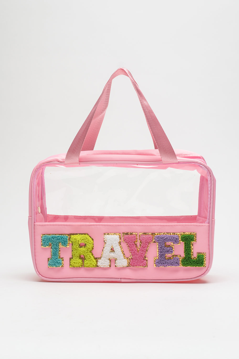 Purple TRAVEL Letter Clear PVC Makeup Bag