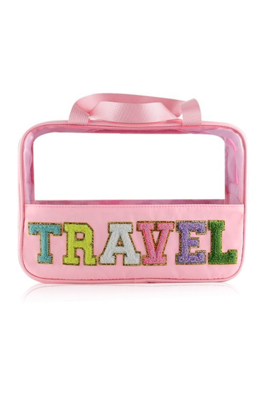 Purple TRAVEL Letter Clear PVC Makeup Bag