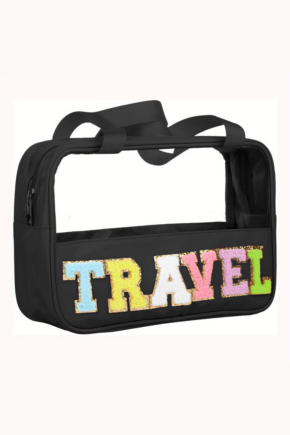 Purple TRAVEL Letter Clear PVC Makeup Bag