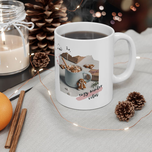 Cozy Winter Vibes Hot Chocolate Coffee Tea Ceramic Mug 11oz