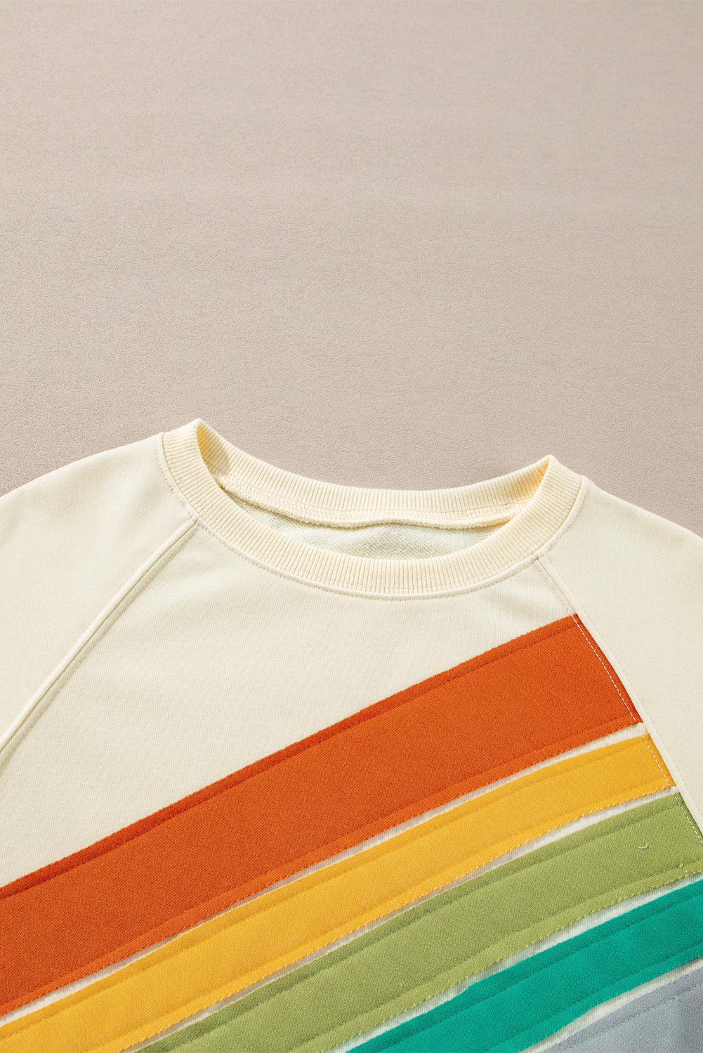 Apricot Rainbow Colorblock Pullover Sweatshirt