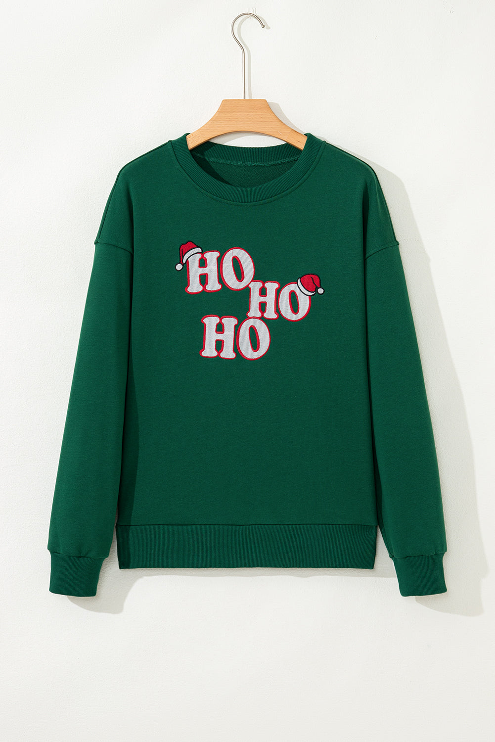 Evergreen Embroidered Letter Graphic Christmas Fashion Sweatshirt ho ho ho