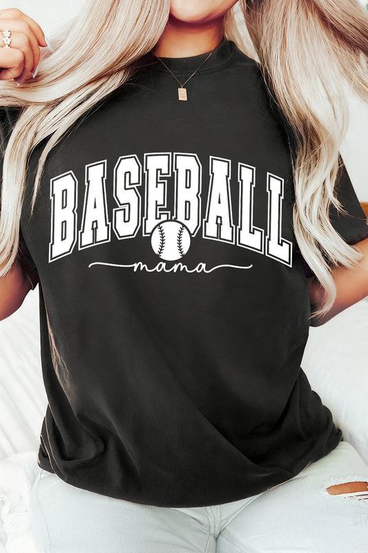 Black BASEBALL mama Game Day Graphic Tee