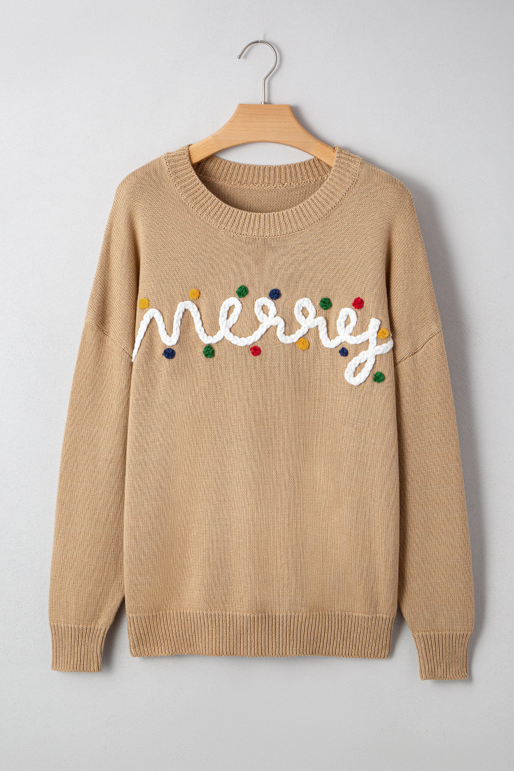 Merry Colorful Dot Detail Christmas Dolman Sweater