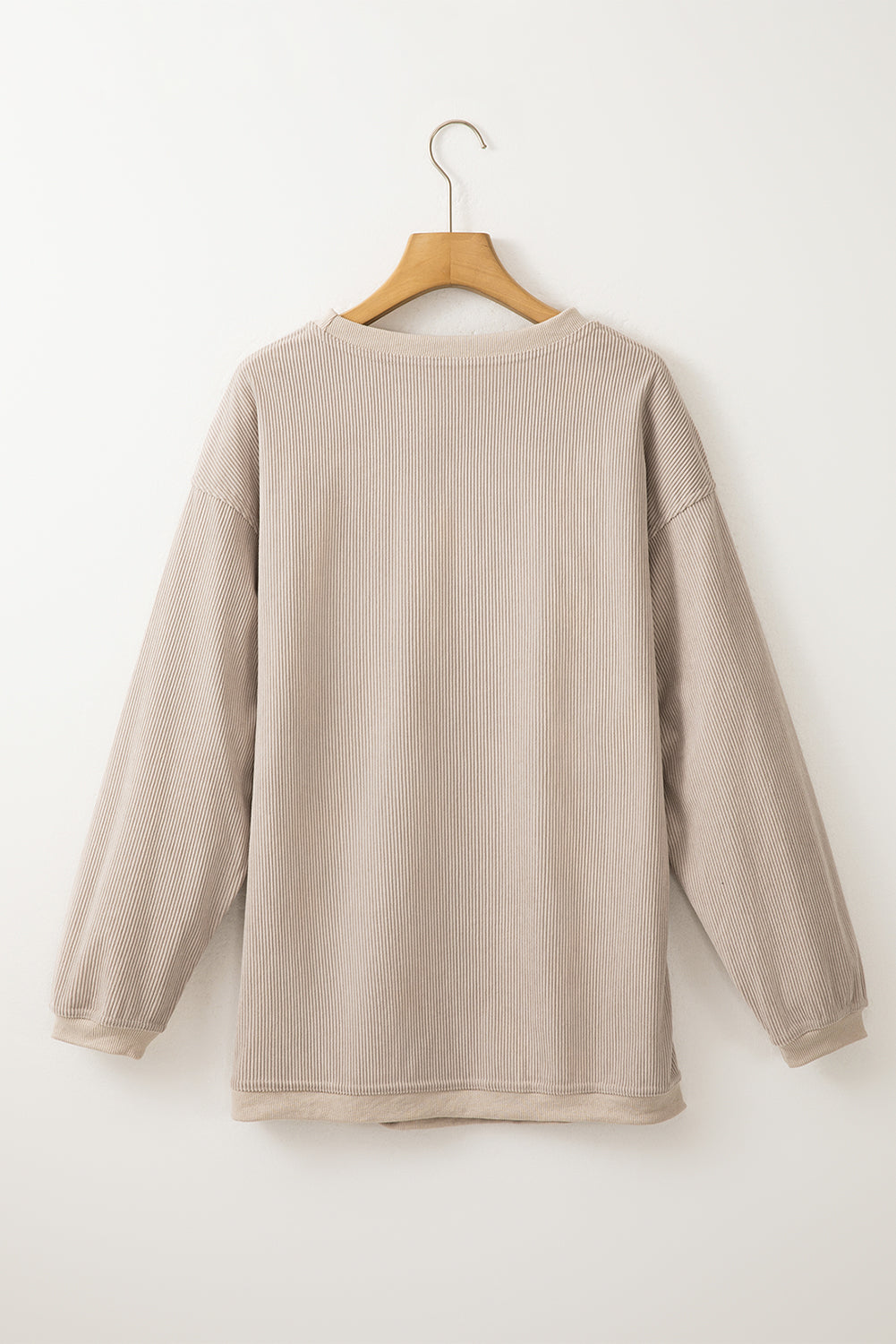 Smoke Gray Letter Print Corduroy Baggy Sweatshirt