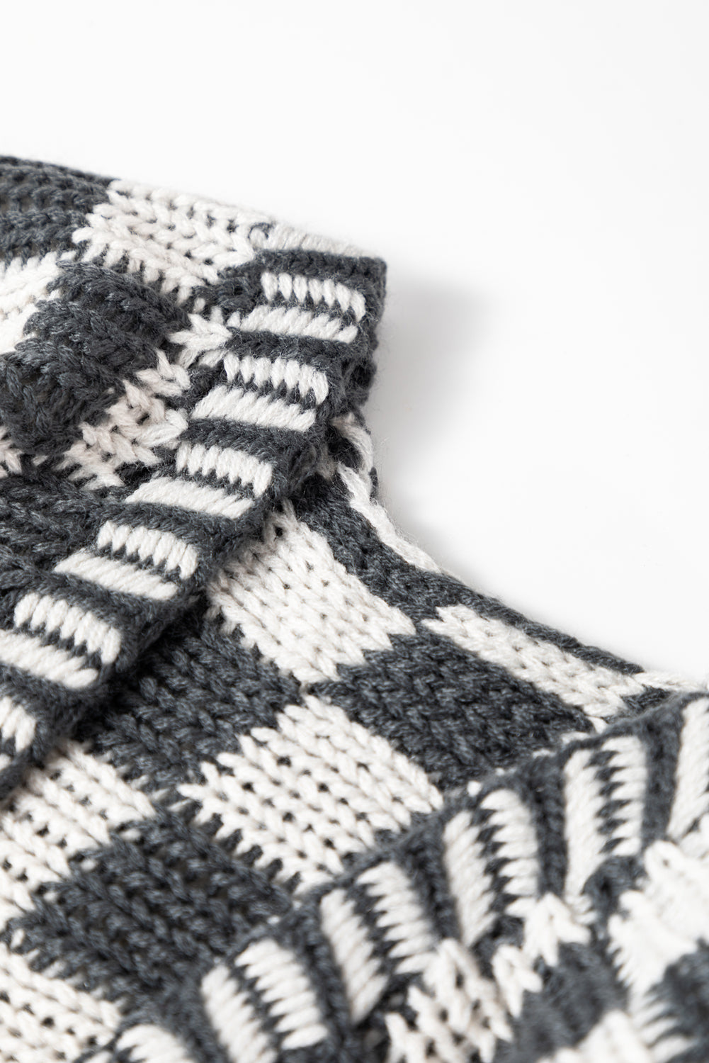 Colorblock Checked Open Front Knitted Cardigan