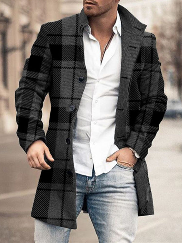 Men's Plaid Classic Overcoat Jacket